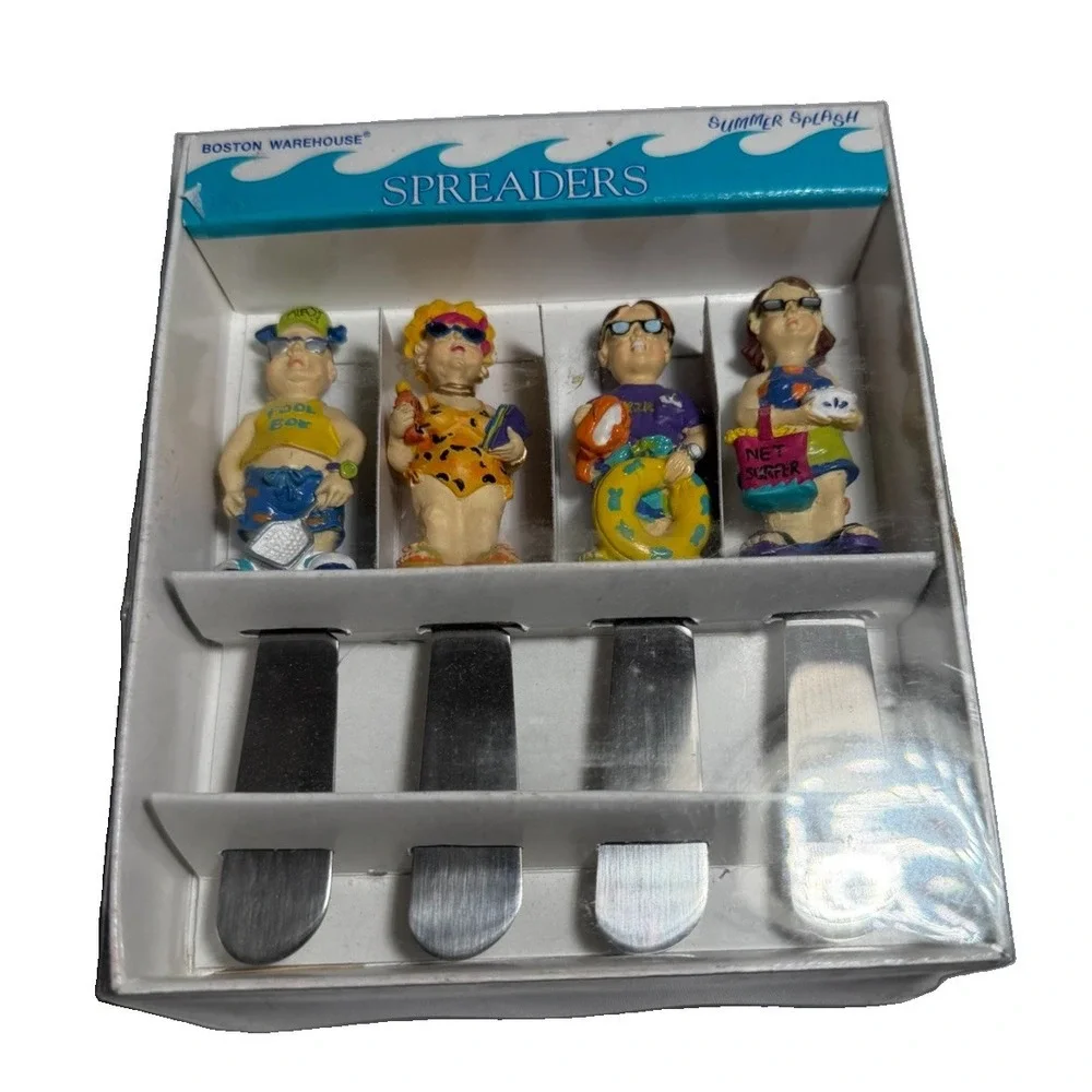 Boston Warehouse Spreaders Pool Folk Summer Splash Stainless Steel Set of 4